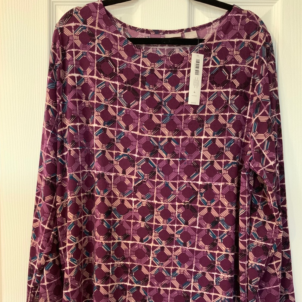 Chico’s Long Sleeve Plum Top Size 4 NWT